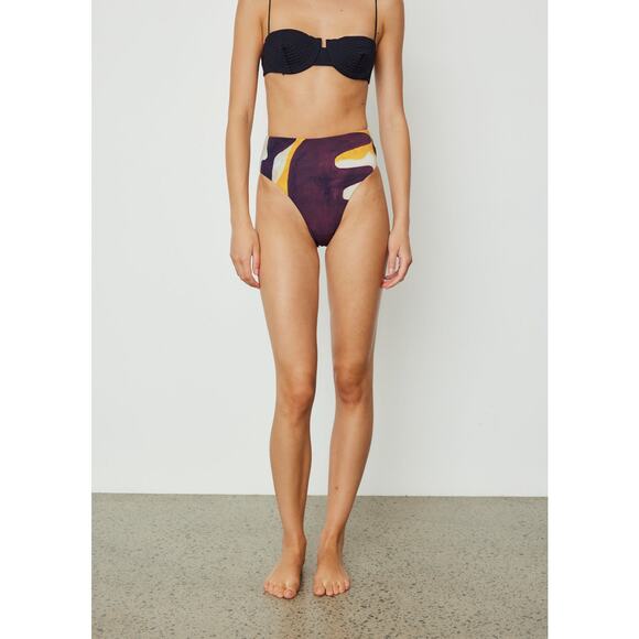 Ziah by St Agni 90s High Waist Joan Purple Camo Print Bikini Bottom Size 8 - Picture 2 of 10